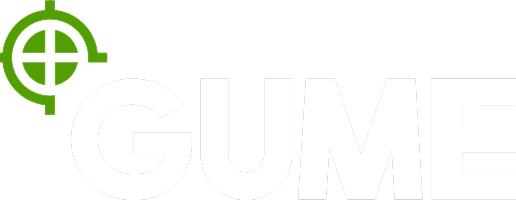 GuMe Logo in Grün, Weißer Schriftzug